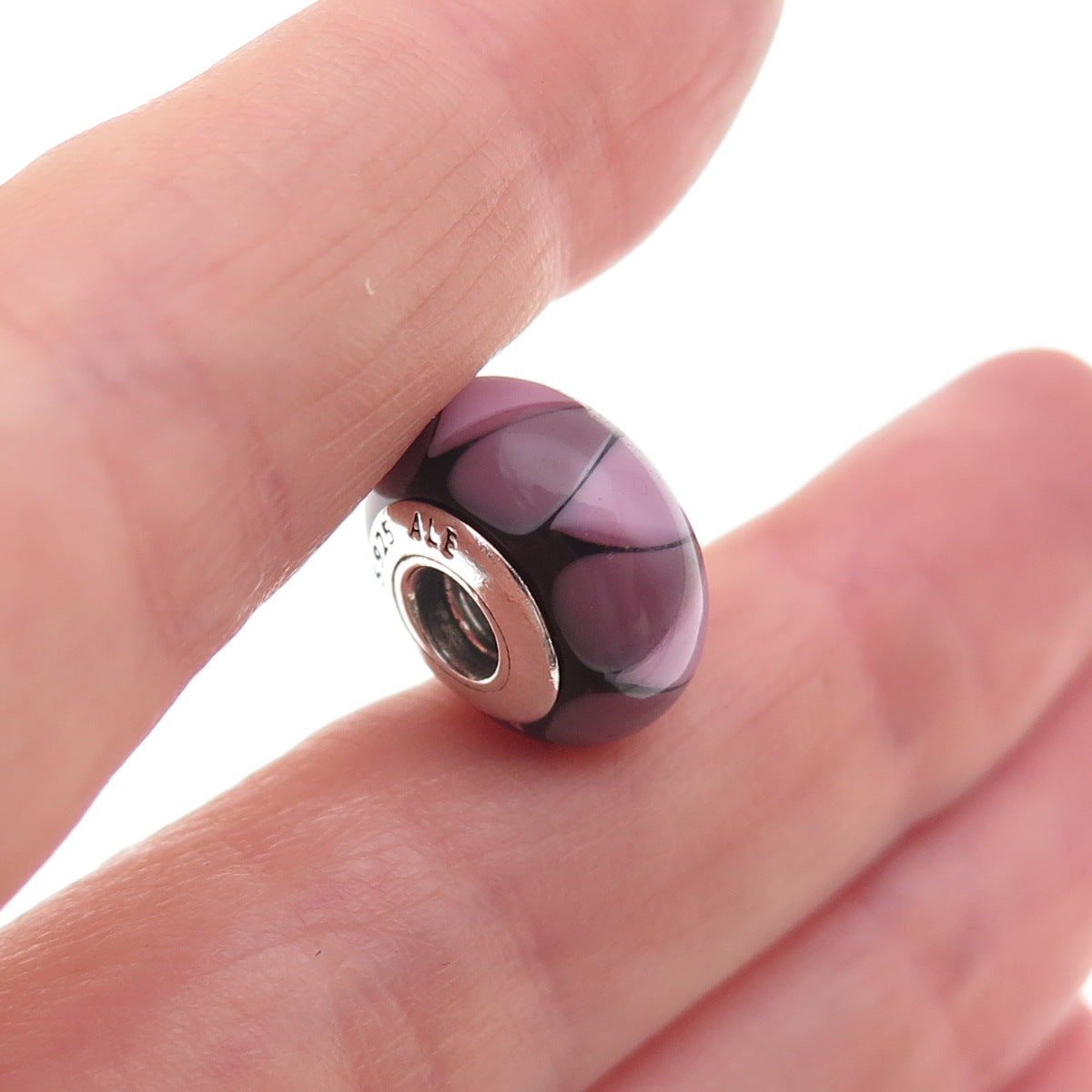 Pandora 925 Sterling Silver Murano Glass Slide Bead Charm