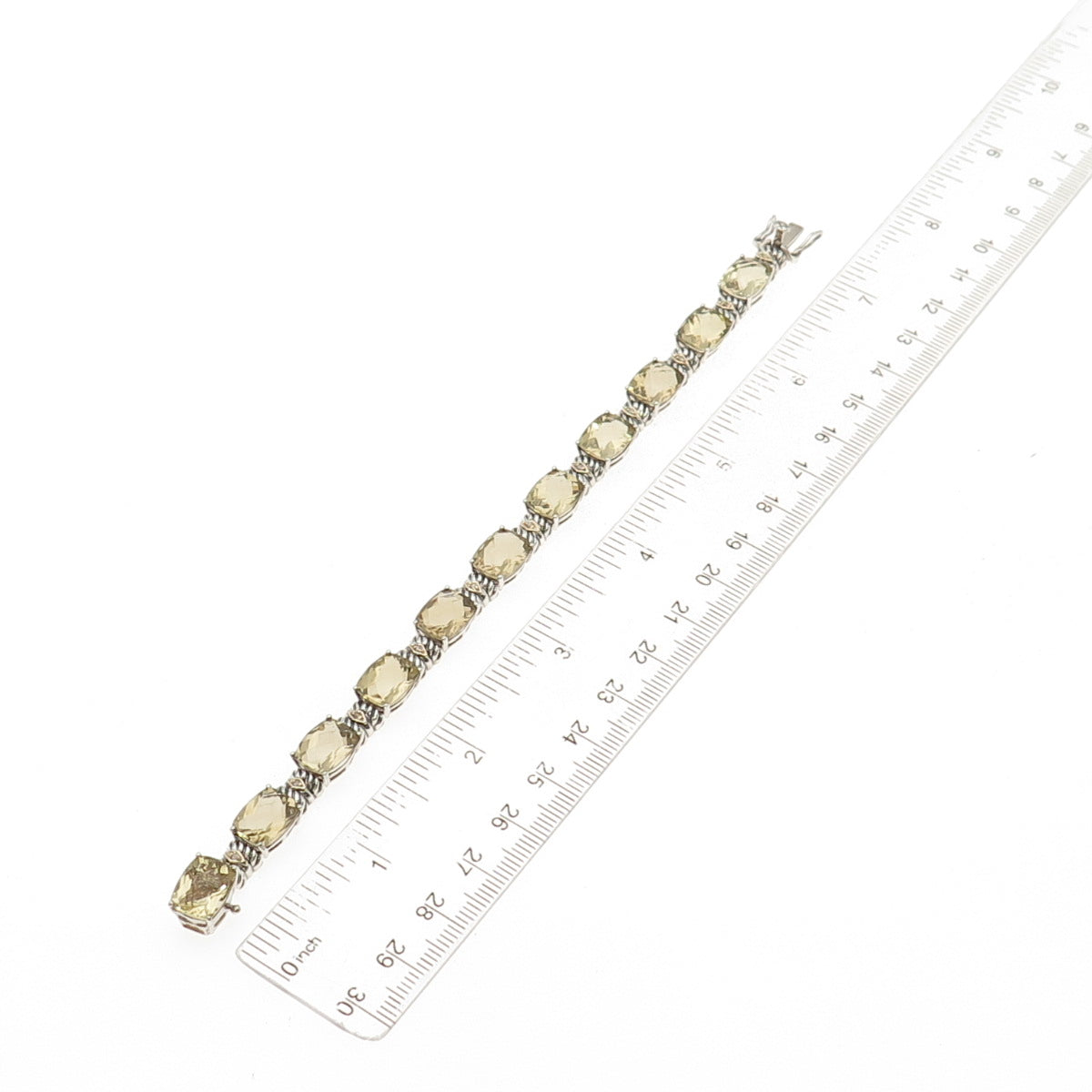 Town & Country Sterling 14K Gold Vintage Real Diamond Smoky Quartz Bracelet 7"