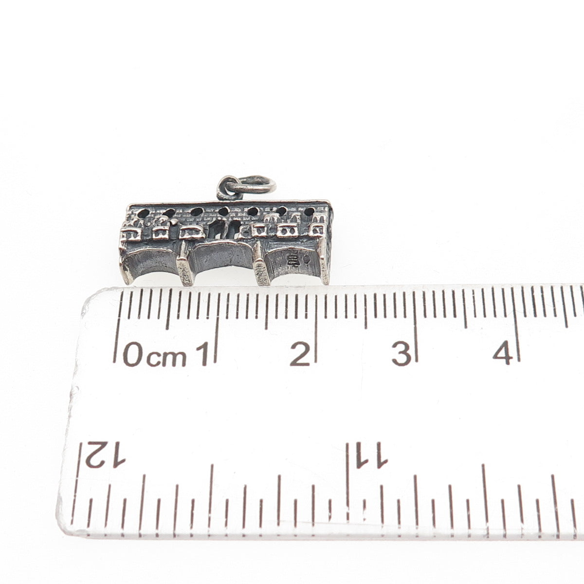 800 Silver Vintage Italy Ponte Vecchio Bridge 3D Mini Charm Pendant