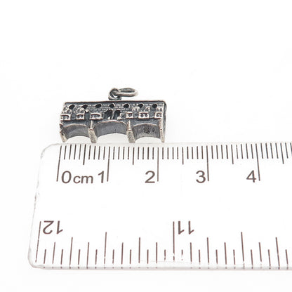 800 Silver Vintage Italy Ponte Vecchio Bridge 3D Mini Charm Pendant