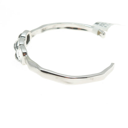 CHARLES GARNIER 925 Sterling Silver Real Clear Quartz Adjustable Bracelet 6.75"