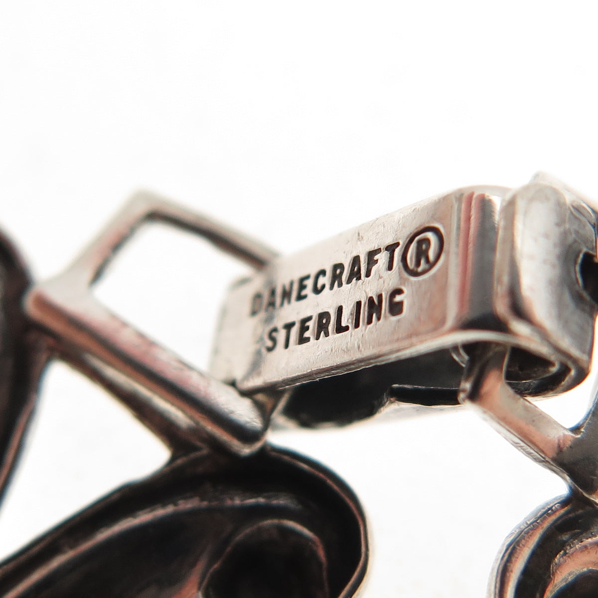 DANECRAFT 925 Sterling Silver Antique Art Deco Floral Oxidized Bracelet 7.5"