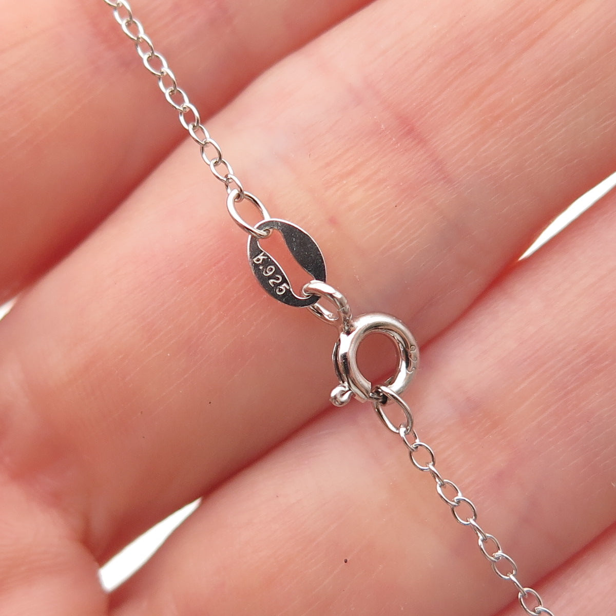 925 Sterling Silver Real Diamond Letter G Initial Cable Chain Necklace 18"