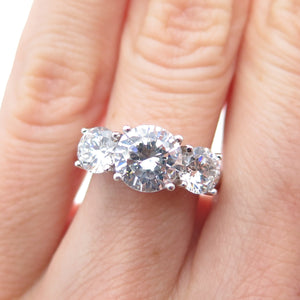 925 Sterling Silver Round-Cut C Z Engagement Ring Size 5.25