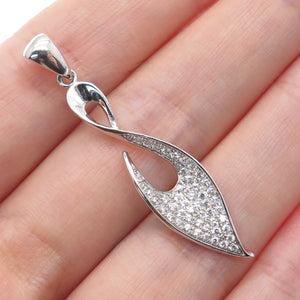 925 Sterling Silver Round-Cut C Z Twisted Charm Pendant