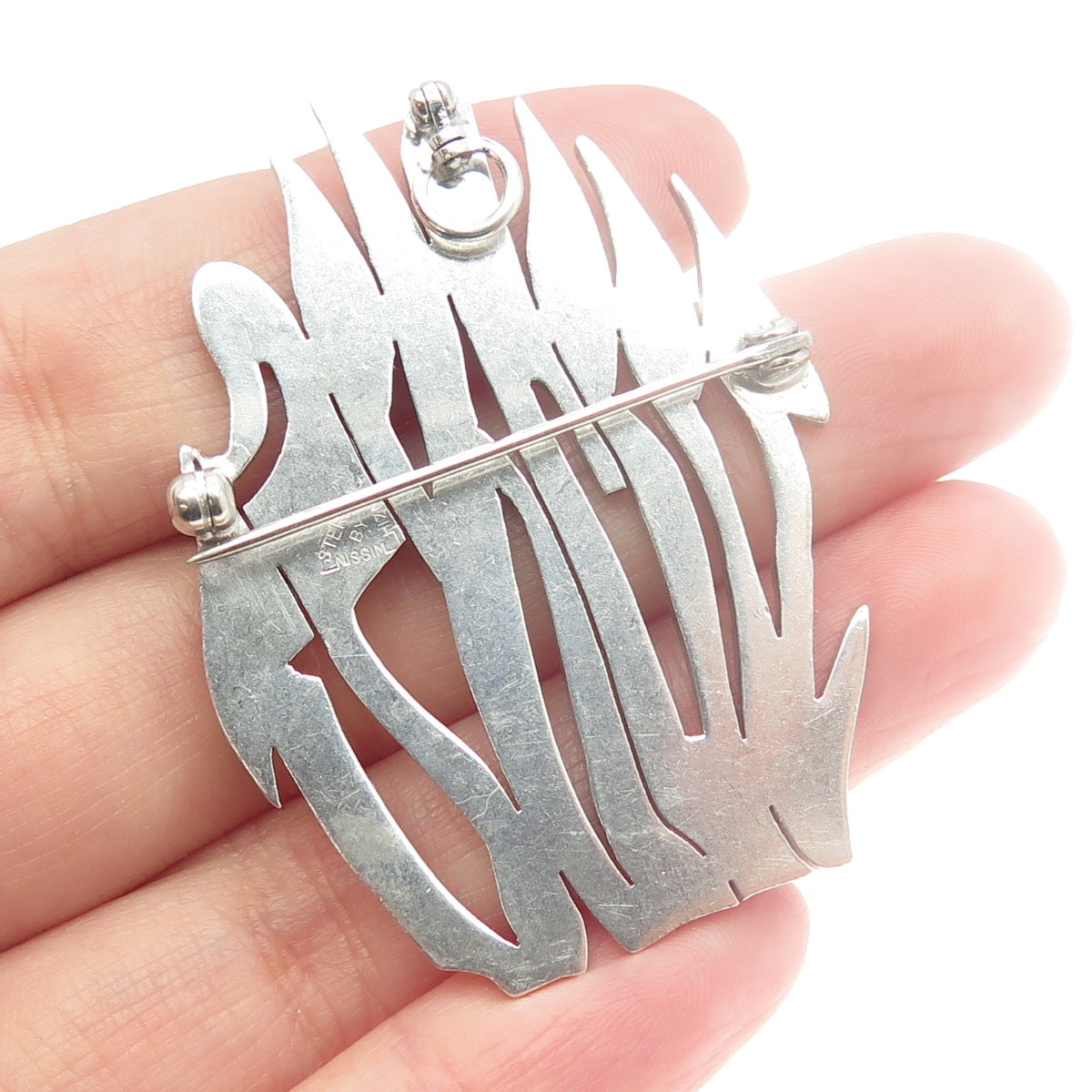 NISSIM HIZME 925 Sterling Silver Vintage Judaica Pin Brooch / Pendant