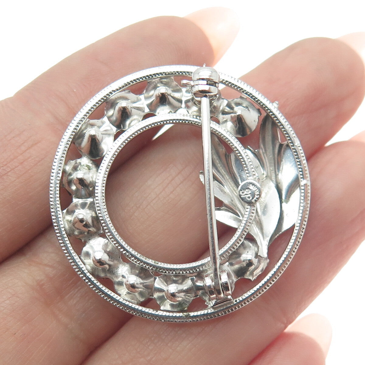 CURTIS CURTMAN Sterling Silver Antique Multi-Color Rhinestone Floral Pin Brooch