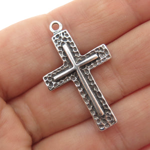 925 Sterling Silver Vintage Cross Oxidized Charm Pendant