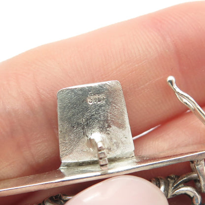 925 Sterling Silver Vintage Ornate Wide Panel Link Bracelet 7"