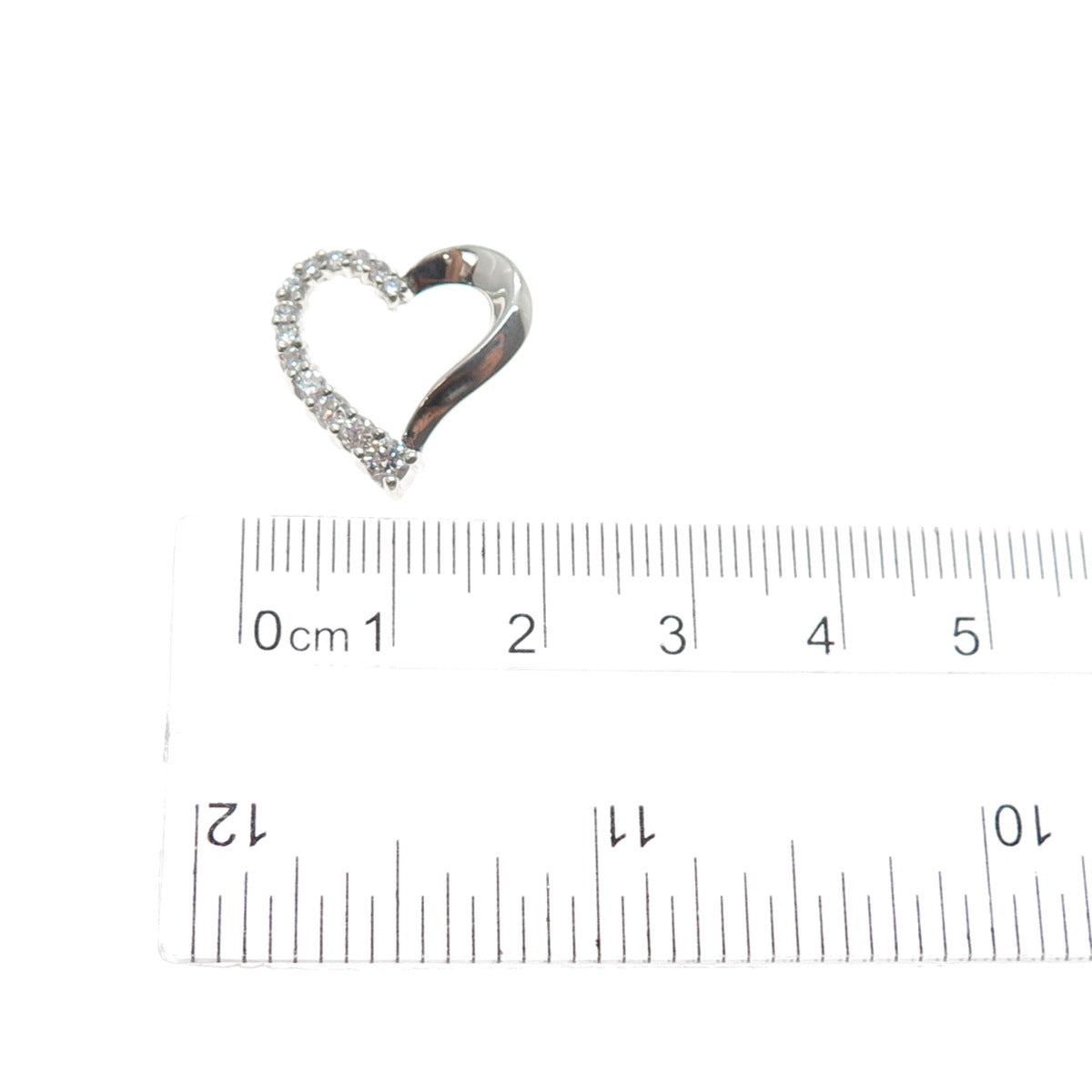 925 Sterling Silver Round-Cut C Z Heart Minimalist Slide Charm Pendant