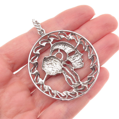 925 Sterling Silver Vintage Aquarius Zodiac Sign Oxidized Charm Pendant