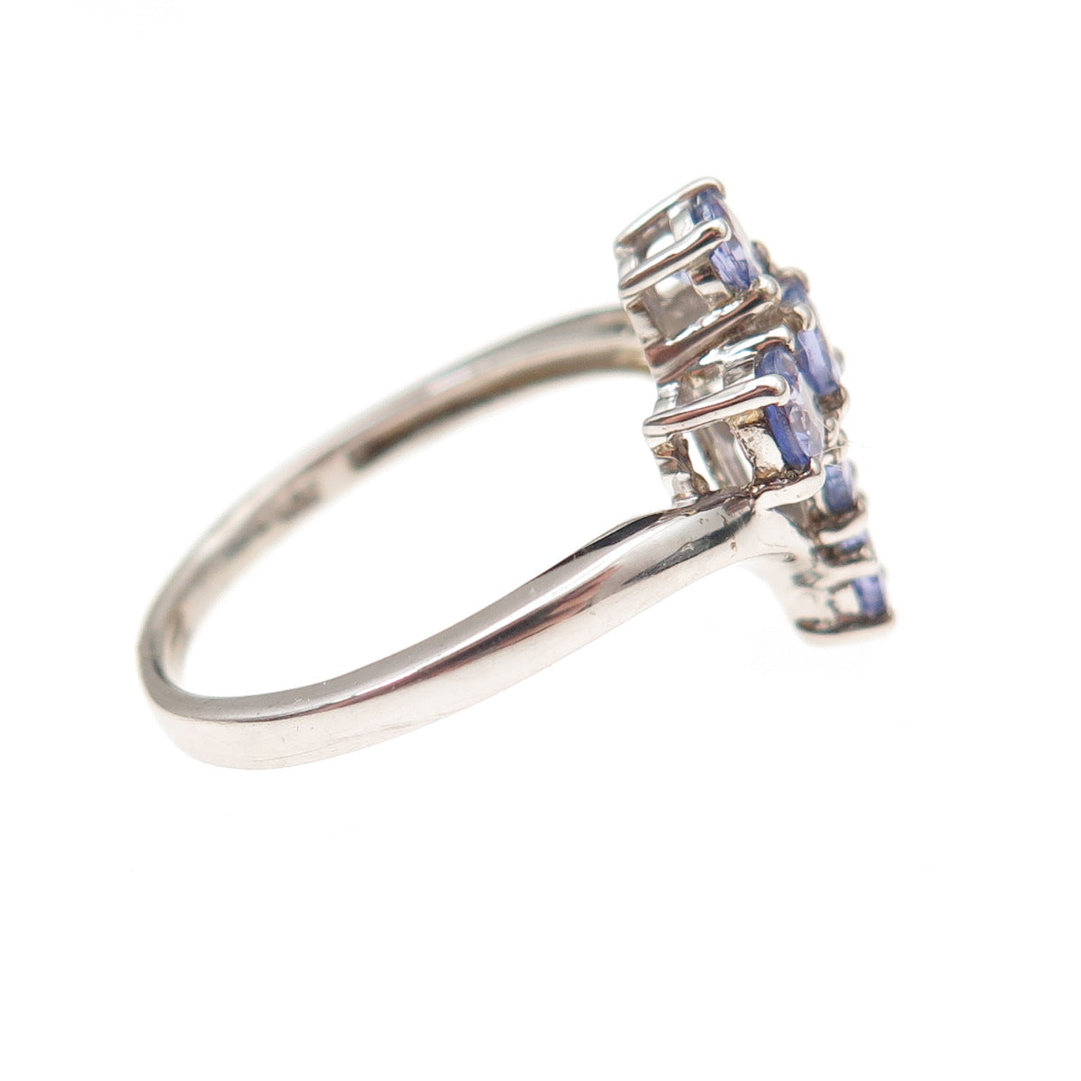 Chuck Clemency 925 Sterling Silver Real Round-Cut Tanzanite Cross Ring Size 7