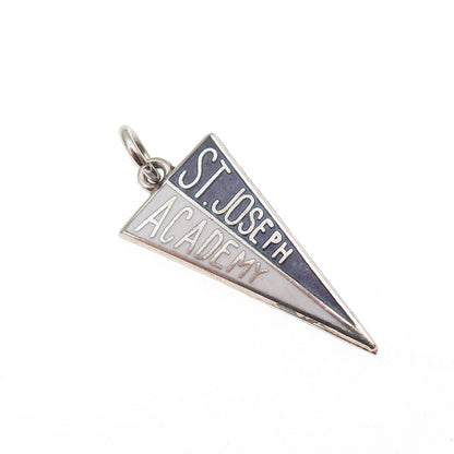 Art's Elegance Sterling Silver Vintage Enamel St. Joseph Academy Mini Pendant