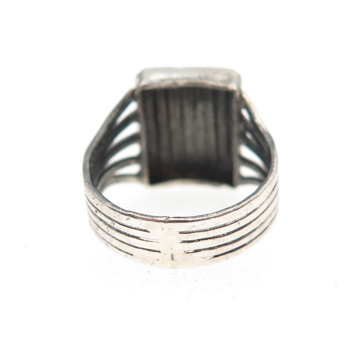 925 Sterling Silver Vintage Letter H Initial Oxidized Ring Size 4.5
