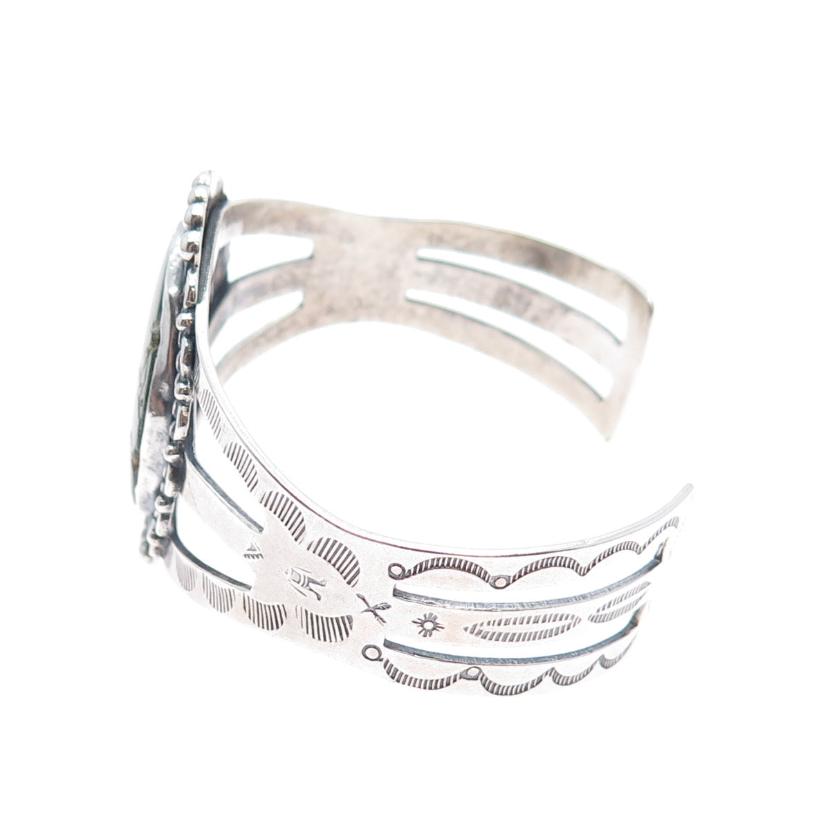 Old Pawn 925 Sterling Silver Vintage Royston Turquoise Adjustable Bracelet 6.75"