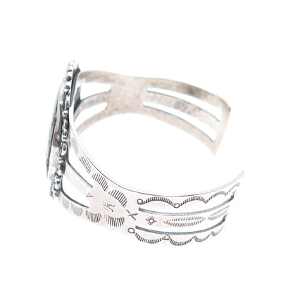 Old Pawn 925 Sterling Silver Vintage Royston Turquoise Adjustable Bracelet 6.75"