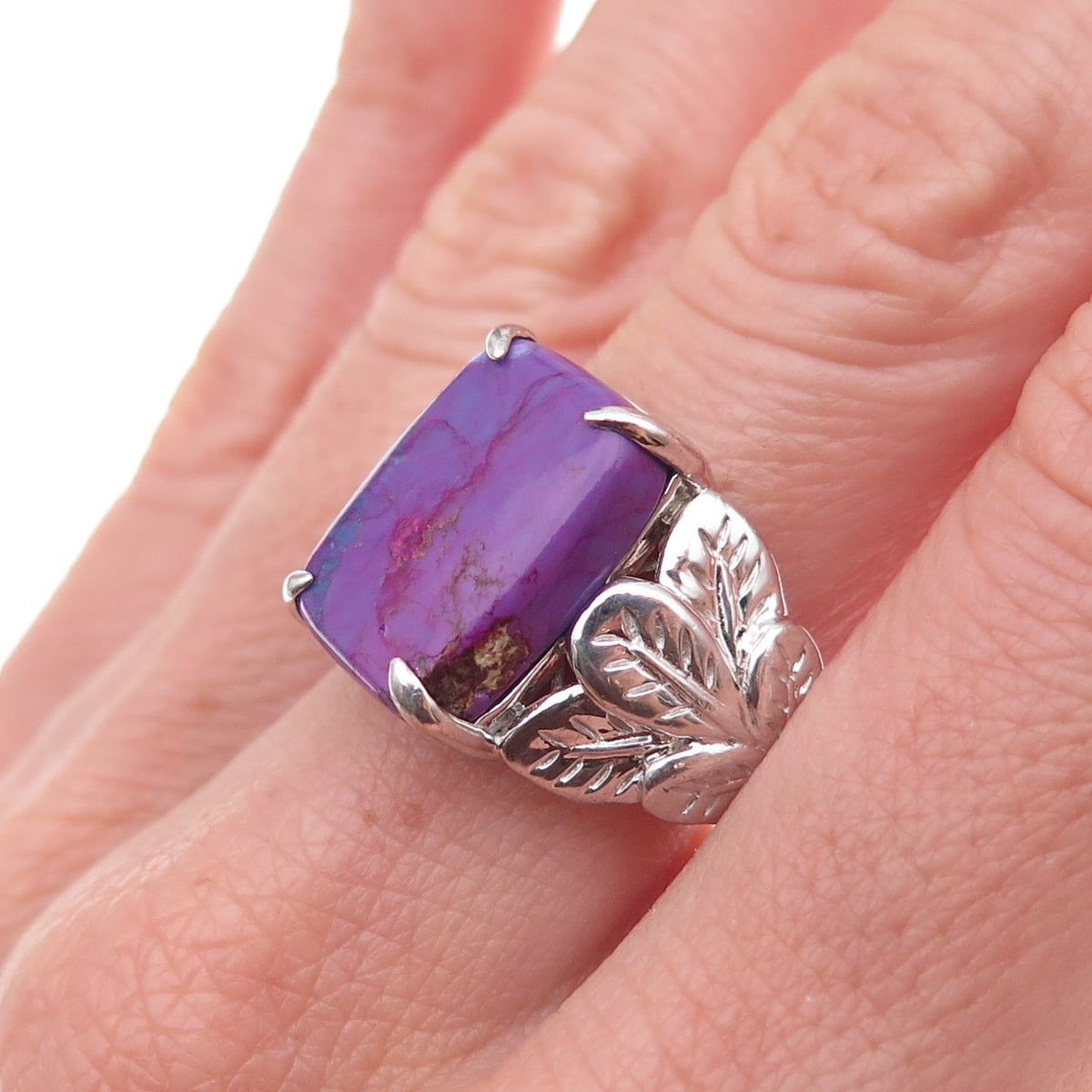 Michelle Albala 925 Sterling Silver Mojave Purple Turquoise Floral Ring Size 10