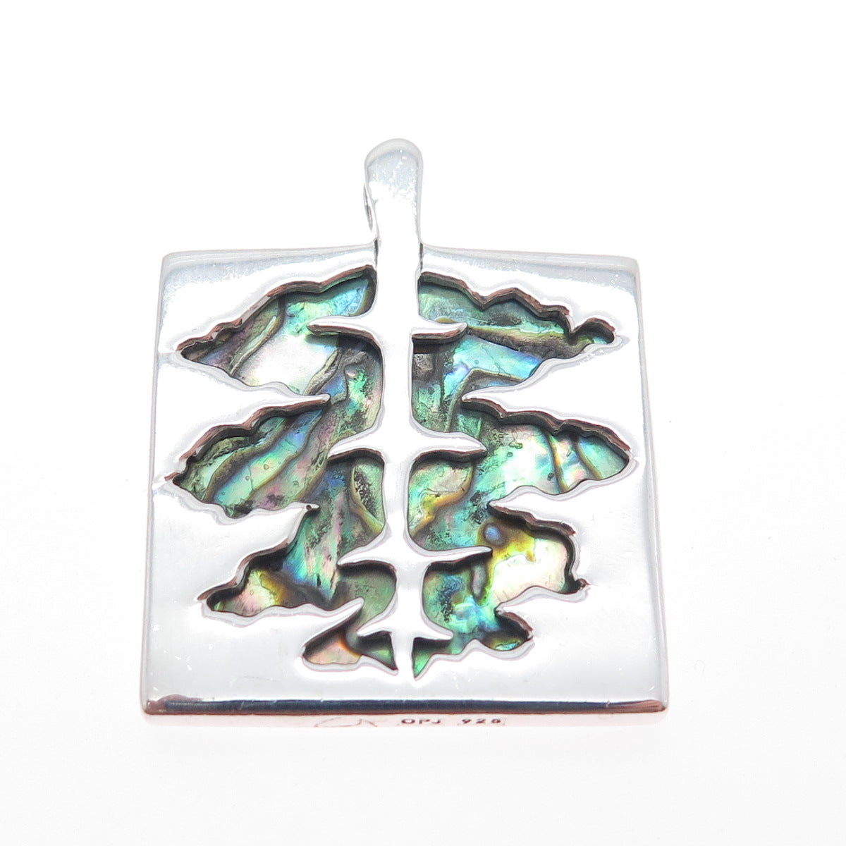Oak Park Jewelers 925 Sterling Silver Vintage Real Abalone Shell Tree Pendant