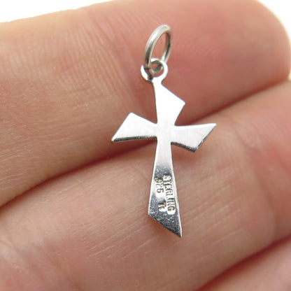 TRU-KAY 925 Sterling Silver Vintage Modernist Cross Minimalist Pendant