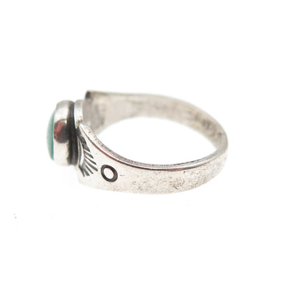 Old Pawn 925 Sterling Silver Vintage Southwestern Turquoise Baby Ring Size 0.5