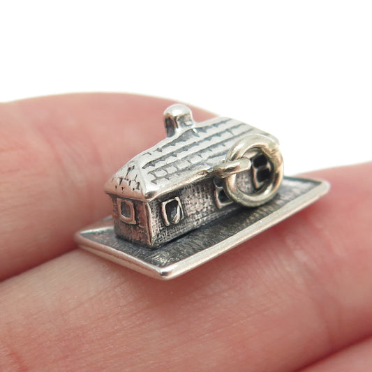 925 Sterling Silver Vintage Old House Charm Pendant