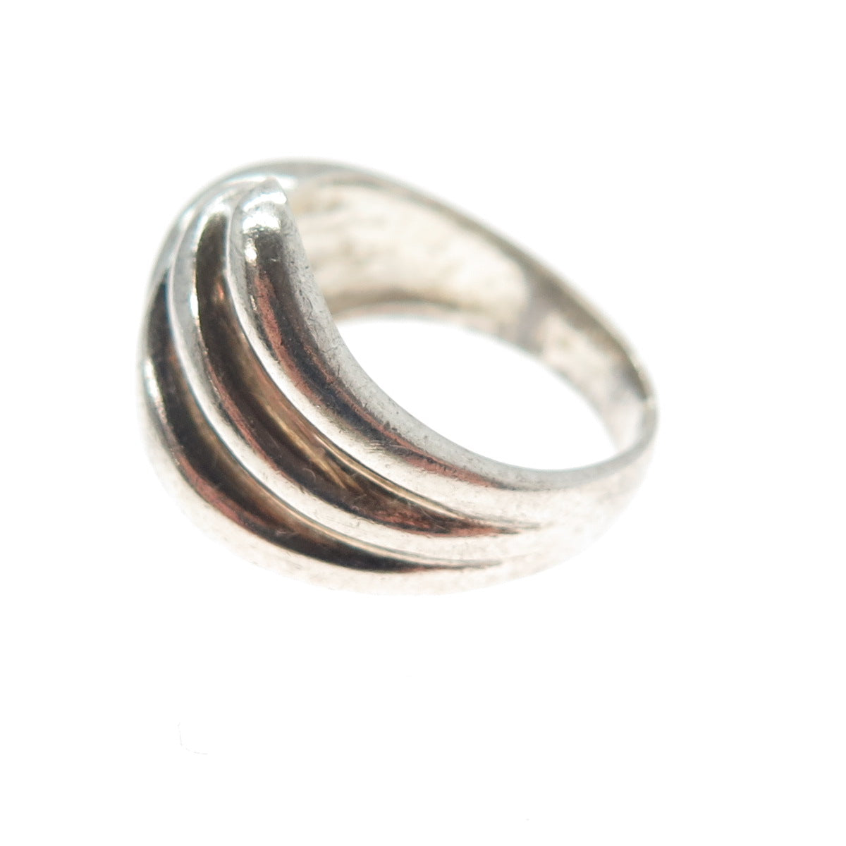 925 Sterling Silver Vintage Modernist Wing Bypass Oxidized Ring Size 6.25