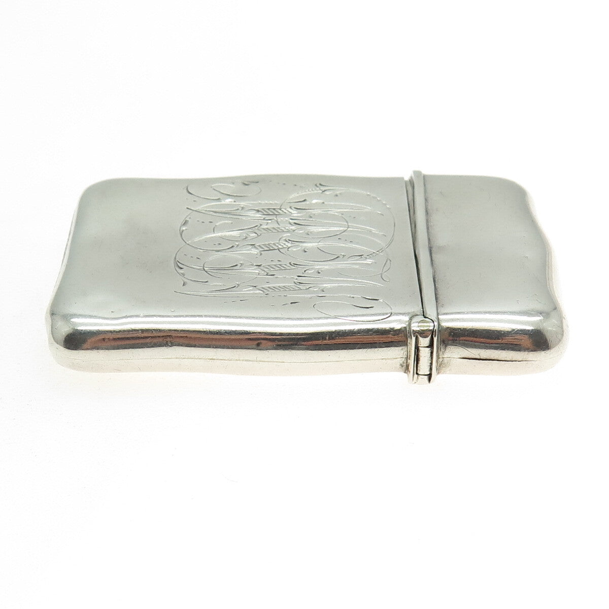 925 Sterling Silver Antique Art Deco Engraved "M&W" Collectable Vesta Match Case