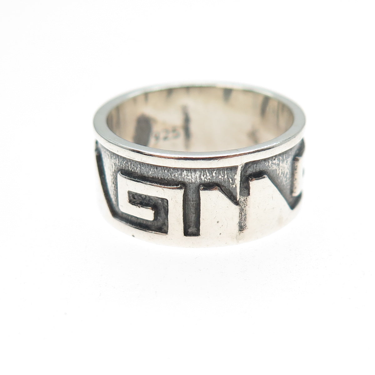 925 Sterling Silver Vintage Tribal Spiral Oxidized Band Ring Size 6.25