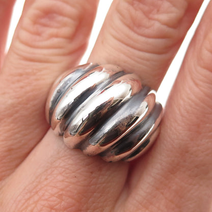 925 Sterling Silver Vintage Modernist Oxidized Dome Ring Size 9.25