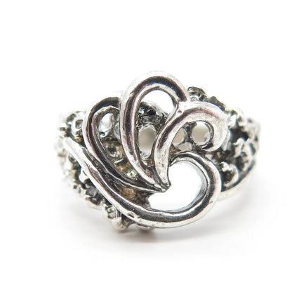 925 Sterling Silver Vintage Swirl Modernist Ring Size 5.5