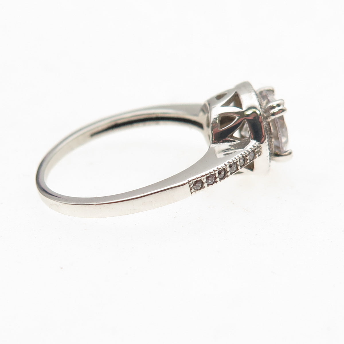 925 Sterling Silver Round-Cut C Z Engagement Ring Size 7