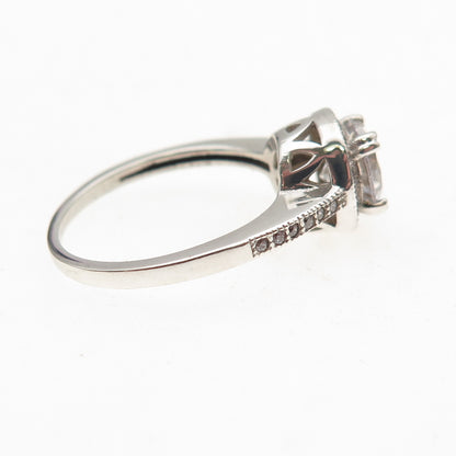 925 Sterling Silver Round-Cut C Z Engagement Ring Size 7