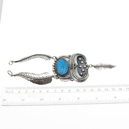 925 Sterling Silver Vintage Mexico Turquoise Feather Centerpiece Necklace Part