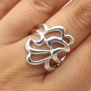 925 Sterling Silver Vintage Abstract Modernist Ring Size 8 1/4