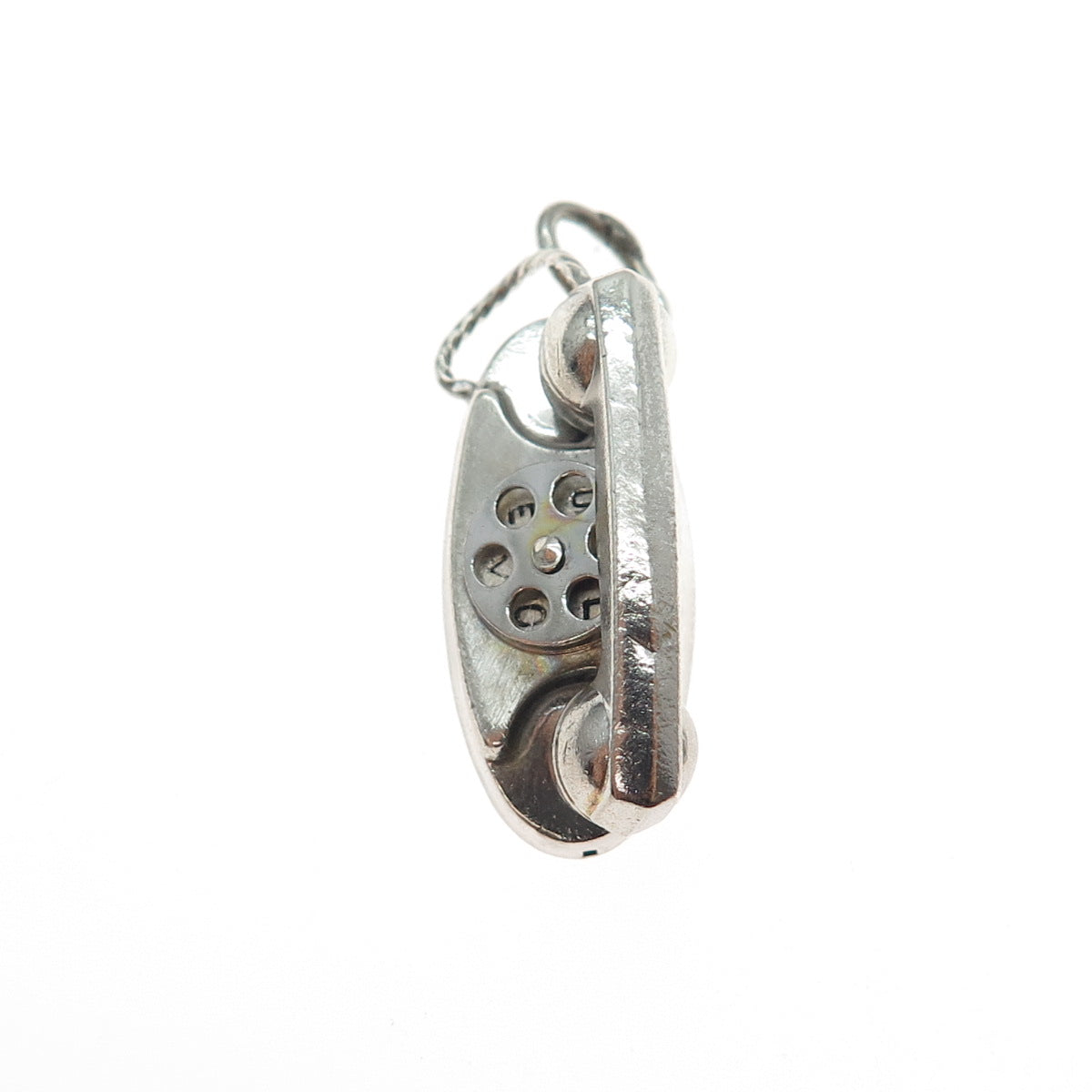 925 Sterling Silver Antique Art Deco I Love You Rotary Telephone Charm Pendant