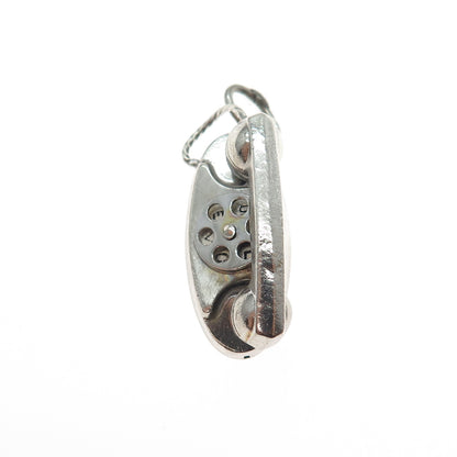925 Sterling Silver Antique Art Deco I Love You Rotary Telephone Charm Pendant