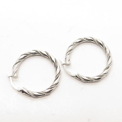 HANIN 925 Sterling Silver Twisted Hinged Hoop Earrings