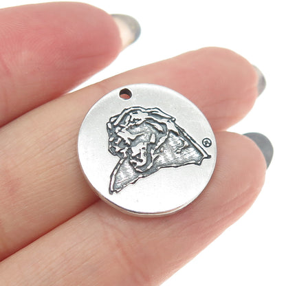 925 Sterling Silver Vintage Pit Bull Dog "PITT" Round Tag Charm Pendant