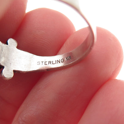 Wheeler Mfg Old Pawn Sterling Silver Vintage MOP Teardrop Tribal Ring Size 9.5