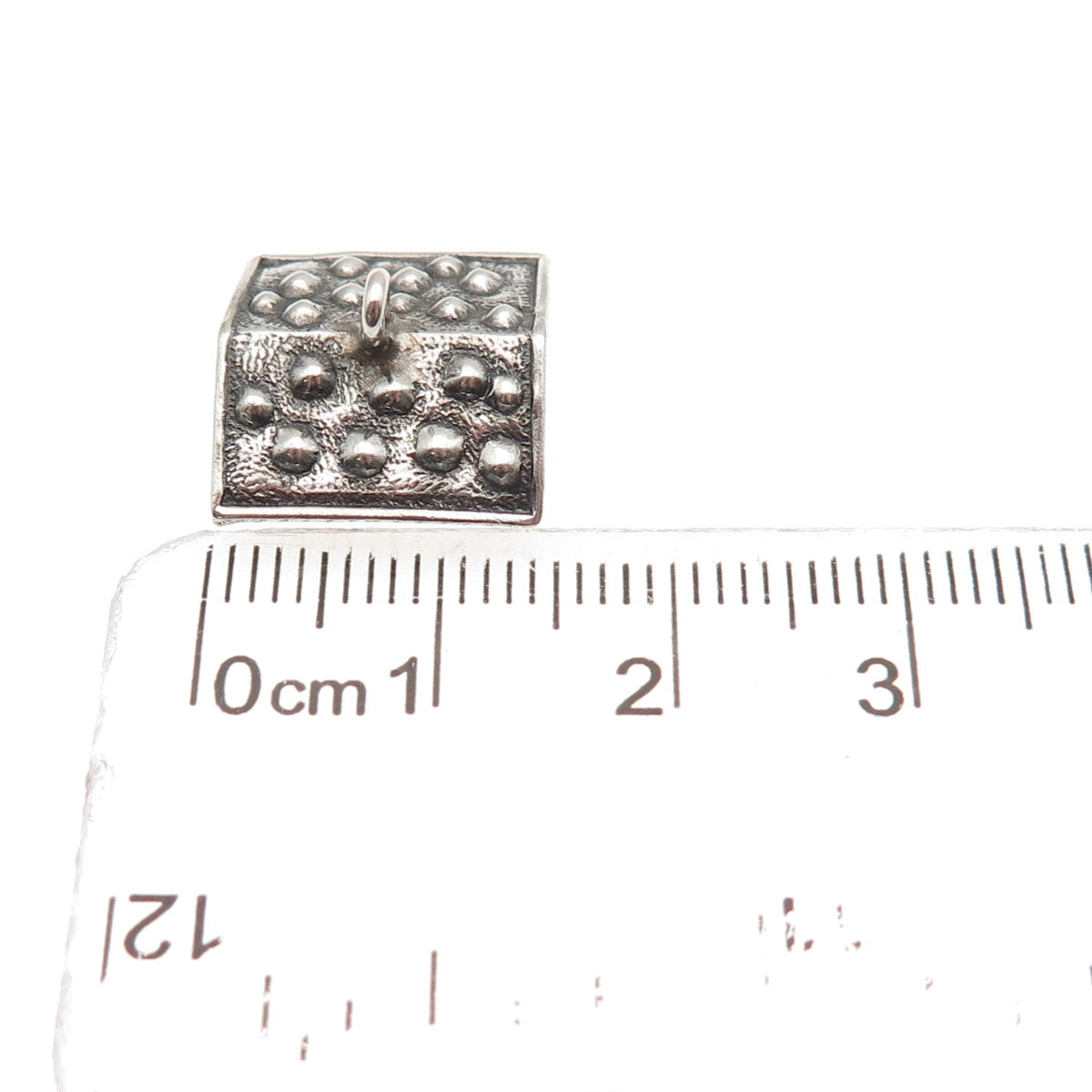 800 Silver Antique Art Deco Swiss Chalet House Oxidized 3D Mini Charm Pendant