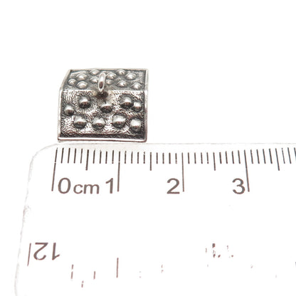 800 Silver Antique Art Deco Swiss Chalet House Oxidized 3D Mini Charm Pendant