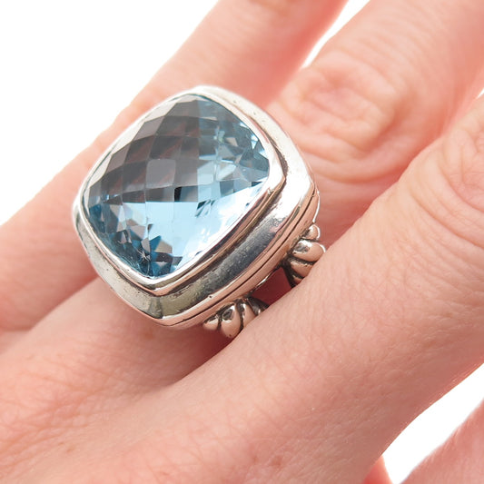 David Yurman 925 Sterling Silver Vintage Real Blue Topaz Ring Size 6