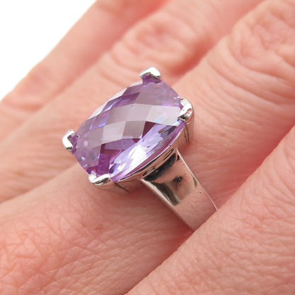 925 Sterling Silver Vintage Real Amethyst Ring Size 7
