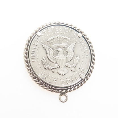 900 Silver Vintage 1964 "Kennedy Half Dollar" Coin Pendant