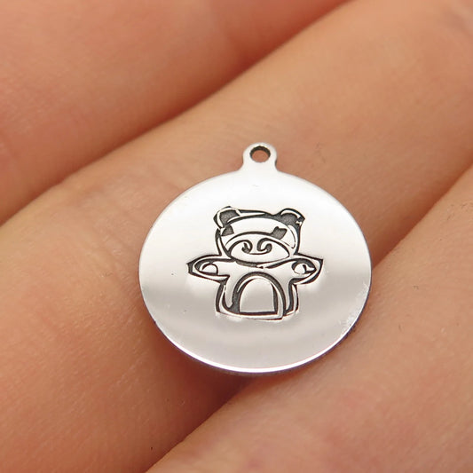 925 Sterling Silver USA Two In Town Panda Charm Pendant