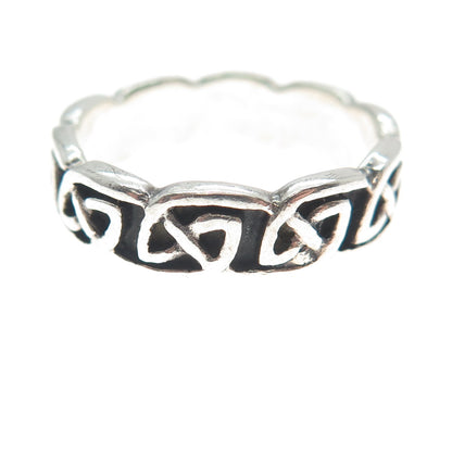 PETER STONE 925 Sterling Silver Vintage Viking / Celtic Knot Band Ring Size 8.5