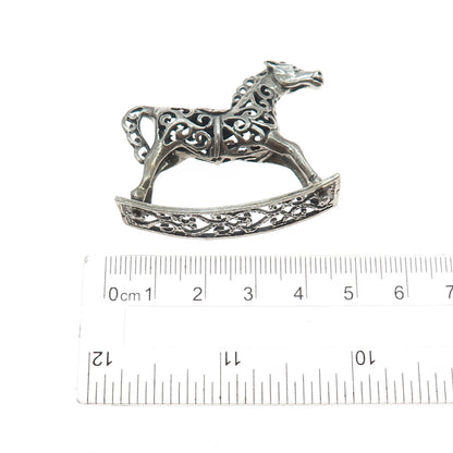 800 Silver Vintage Italy Rocking Horse Oxidized Miniature