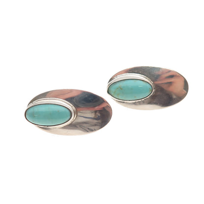 Robin Wood Navajo Old Pawn 925 Sterling Silver Vintage Tyrone Turquoise Earrings