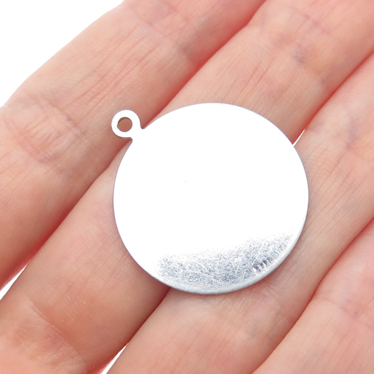925 Sterling Silver Vintage Engraved Mother Round Tag Charm Pendant