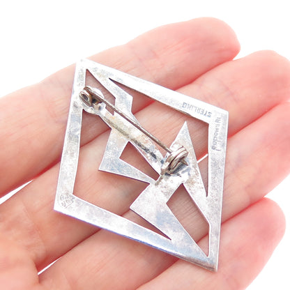 STELLA POPOWSKI Sterling Silver Vintage Mexico Abstract Man Oxidized Pin Brooch